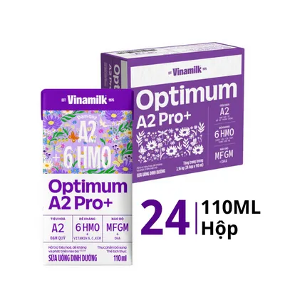 Thùng 24 hộp sữa bột trẻ em Vinamilk Optimum A2 Pro+ pha sẵn 110ml