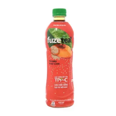 Trà đào và hạt chia Fuze Tea chai 450ml