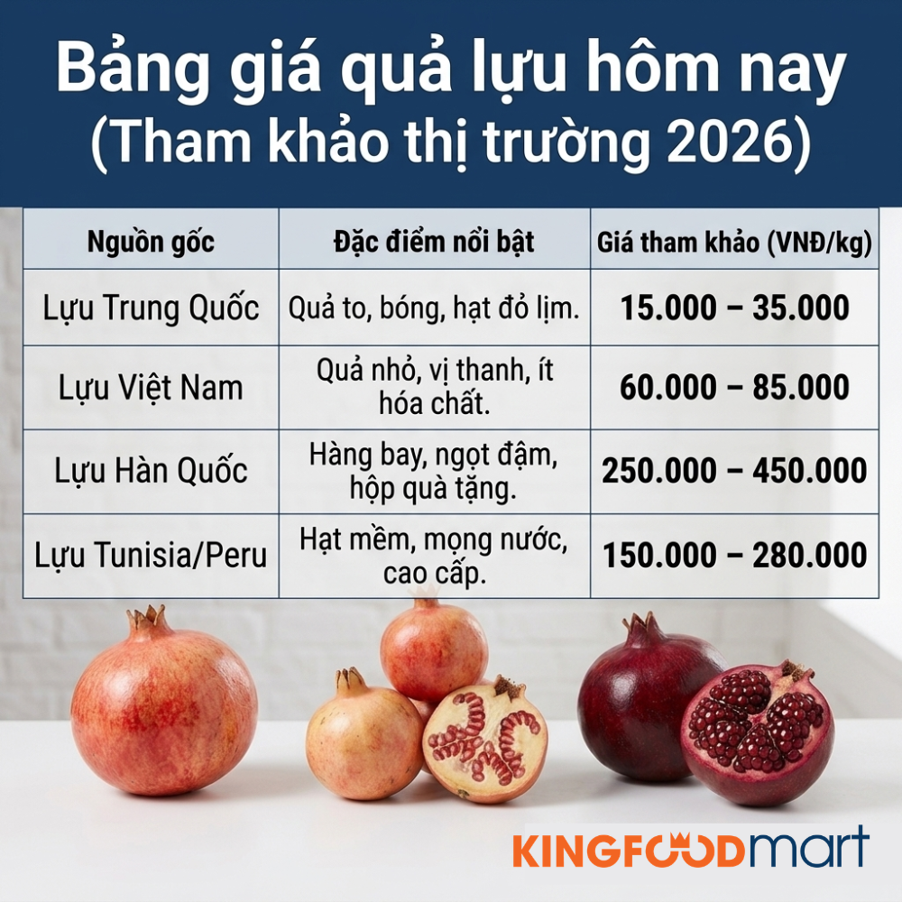 Bảng giá quả lựu hôm nay (Tham khảo thị trường 2026)
