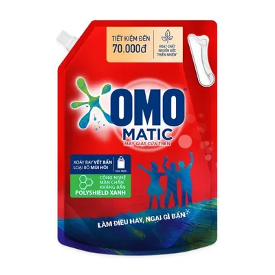 Nước giặt matic bền đẹp cửa trên Omo túi 3.1kg