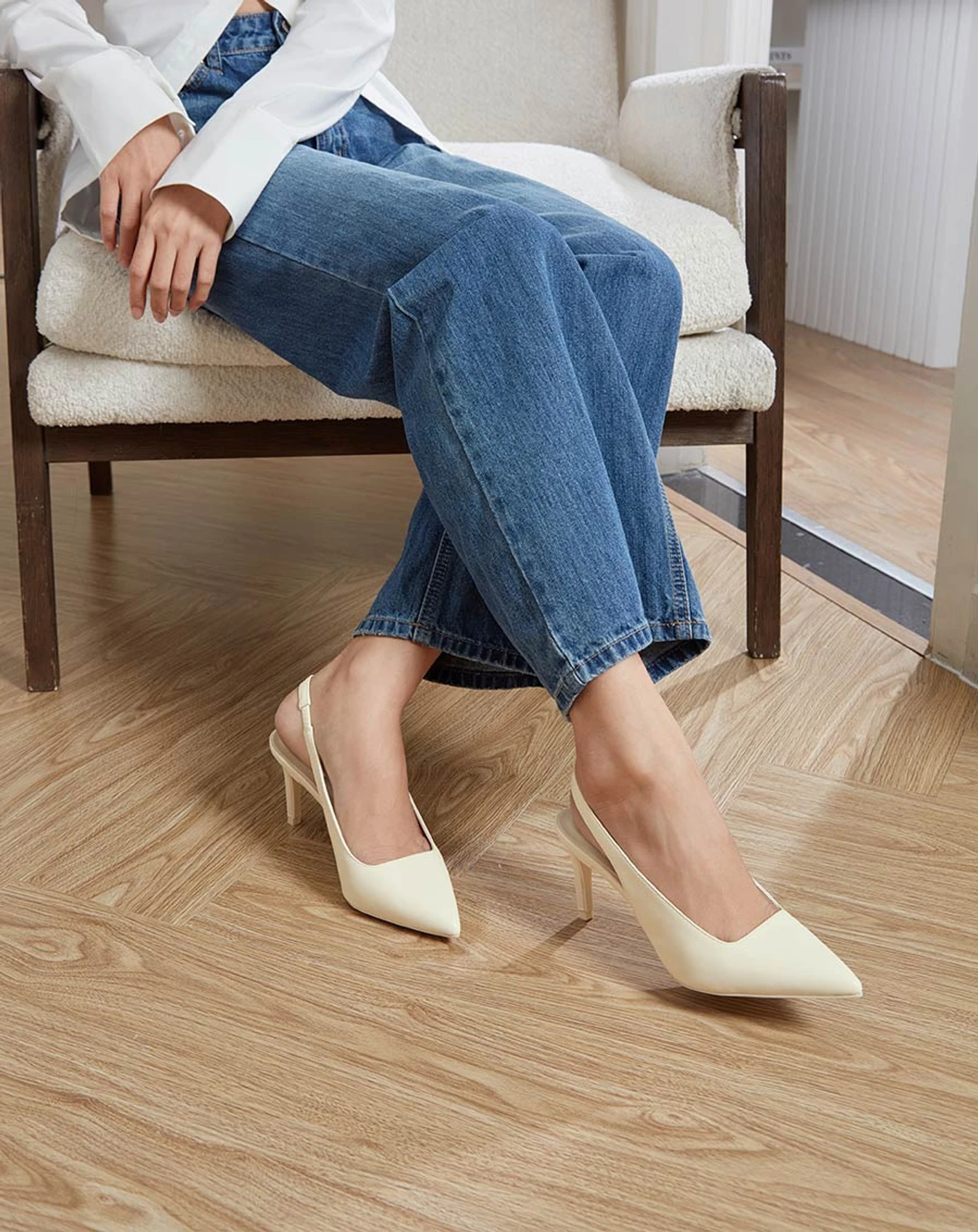 Giày Cao Gót Cao Gót Slingback Mũi Nhọn Gót Thanh - Image 3