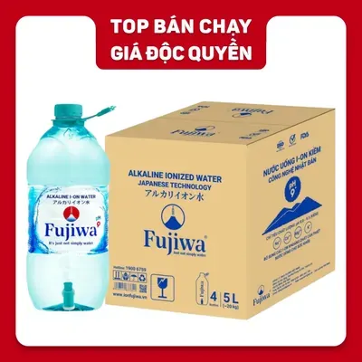 Thùng 4 chai nước i-on kiềm Fujiwa 5L