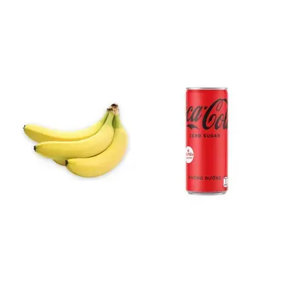 Combo Chuối già giống Nam Mỹ nhánh 1.1Kg (1 nhánh) + Nước ngọt zero CocaCola lon 320ml