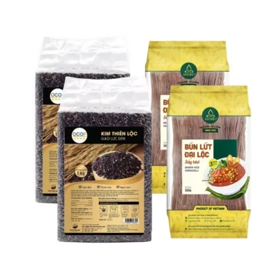 Combo lứt healthy: 2 gạo lứt Kim Thiên Lộc 1kg và 2 bún lứt Đại Lộc 255g