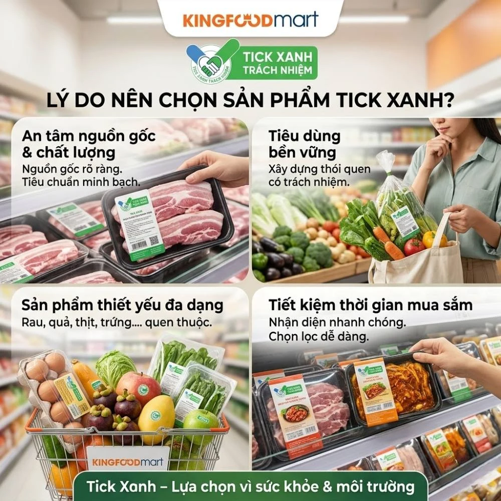 Tick Xanh Trách Nhiệm Kingfoodmart là gì? Hướng dẫn chọn sản phẩm xanh cho người tiêu dùng hiện đại