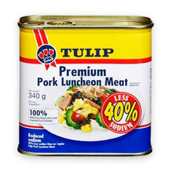Thịt hộp Luncheon Meat 40% Less Sodium Tulip hộp 340g