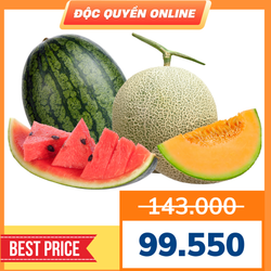 Combo dưa hấu ruột đỏ 2.5KG + dưa lưới vỏ xanh ruột cam 1.6KG (1 Combo)