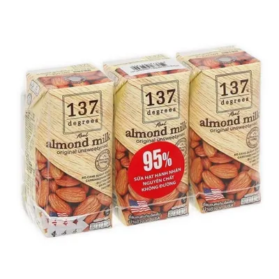 Thùng 36 hộp sữa hạnh nhân 137 Degrees không đường 180ml