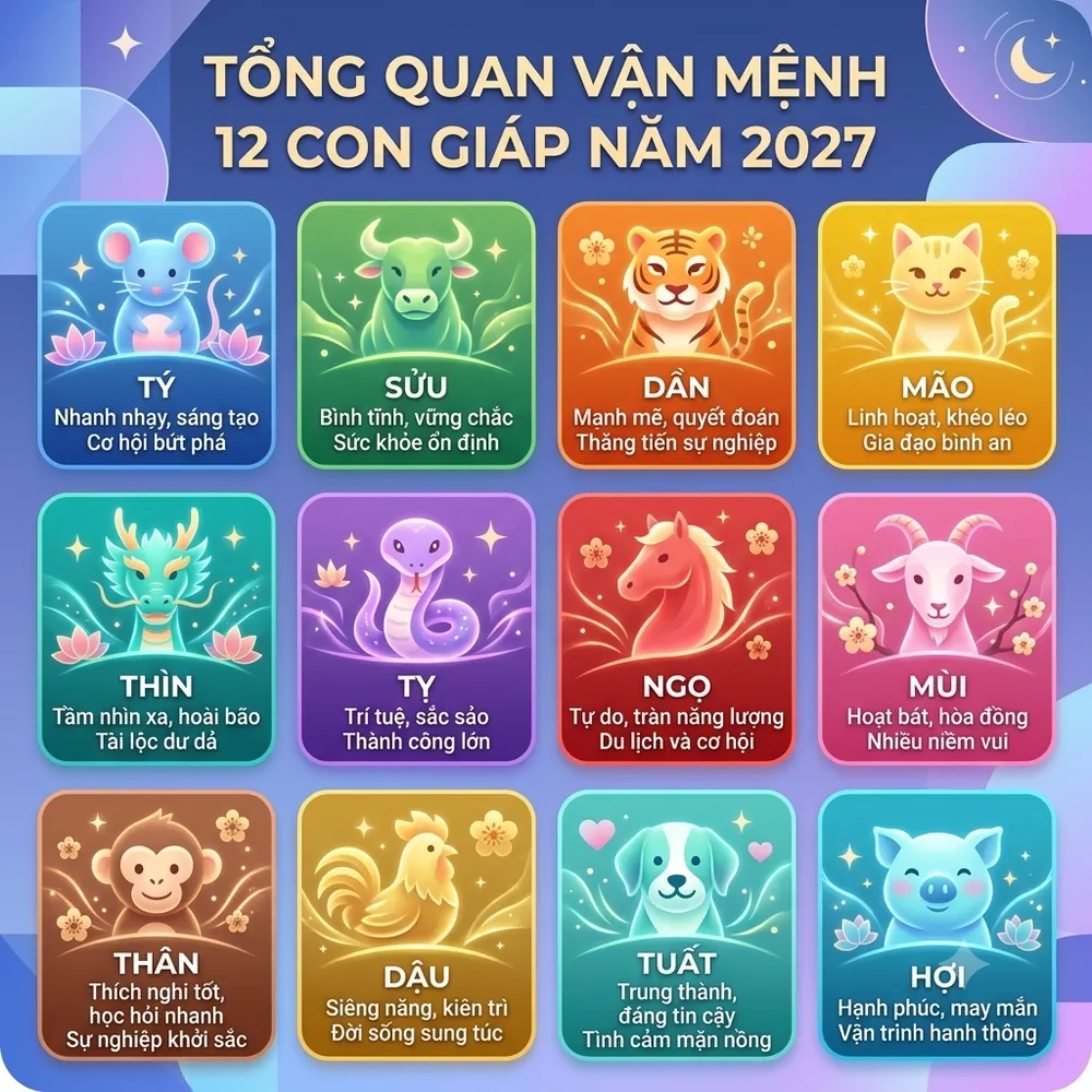 Tổng quan vận mệnh 12 con giáp năm 2027
