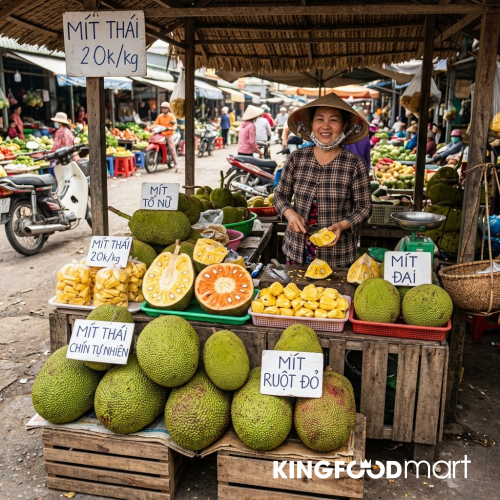 So sánh giá mít Thái, mít ruột đỏ, mít tố nữ và giá mít Tiền Giang hôm nay. 