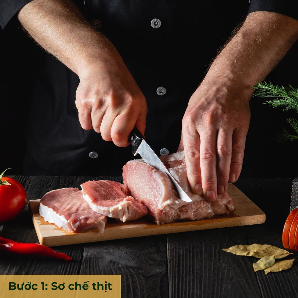 bước 1 cắt thịt