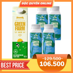 Combo sữa thanh trùng Green Farm không đường + sữa chua uống Green Farm (1 Combo)