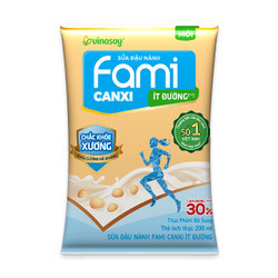Sữa đậu nành canxi Fami ít đường gói 200ml