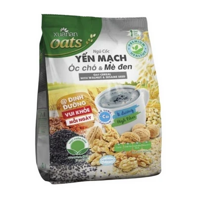 Ngũ cốc yến mạch óc chó & mè đen Xuân An gói 400g
