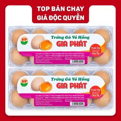 Combo 2 hộp 10 quả trứng gà Gia Phát vỏ hồng 55-57g
