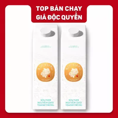 Combo 2 hộp sữa thanh trùng Mộc Châu Creamery nguyên chất 900ml