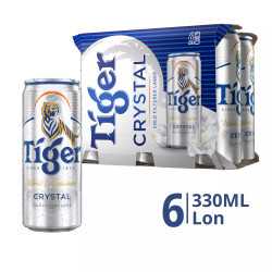 Lốc bia crystal 4.2% Tiger 330ml (6 Lon)