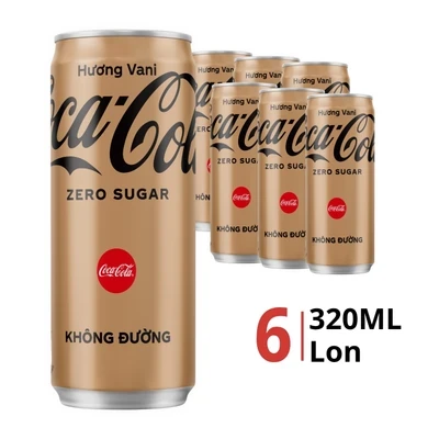 Lốc 6 lon nước ngọt Coca-Cola vị vani 320ml