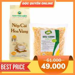 Combo nếp cái hoa vàng Vinh Hiển 1kg và đậu xanh không vỏ 250g