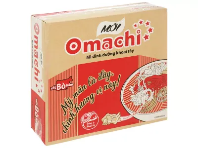 Thùng 30 gói mì dinh dưỡng khoai tây Omachi xốt bò hầm 80g