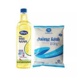 Combo dầu đậu nành Simply 1L và Đường kính trắng Toàn Phát 1kg