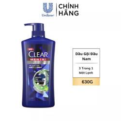 Dầu tắm gội dưỡng nam mát lạnh 3 in 1 Clear chai 630g