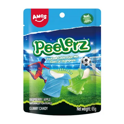 Kẹo dẻo bóng đá 4D Gummy vị táo và mâm xôi gói 65g