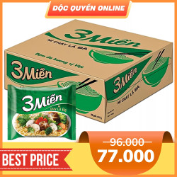 Thùng mì chay lá đa 3 Miền gói 65g (30 Gói)