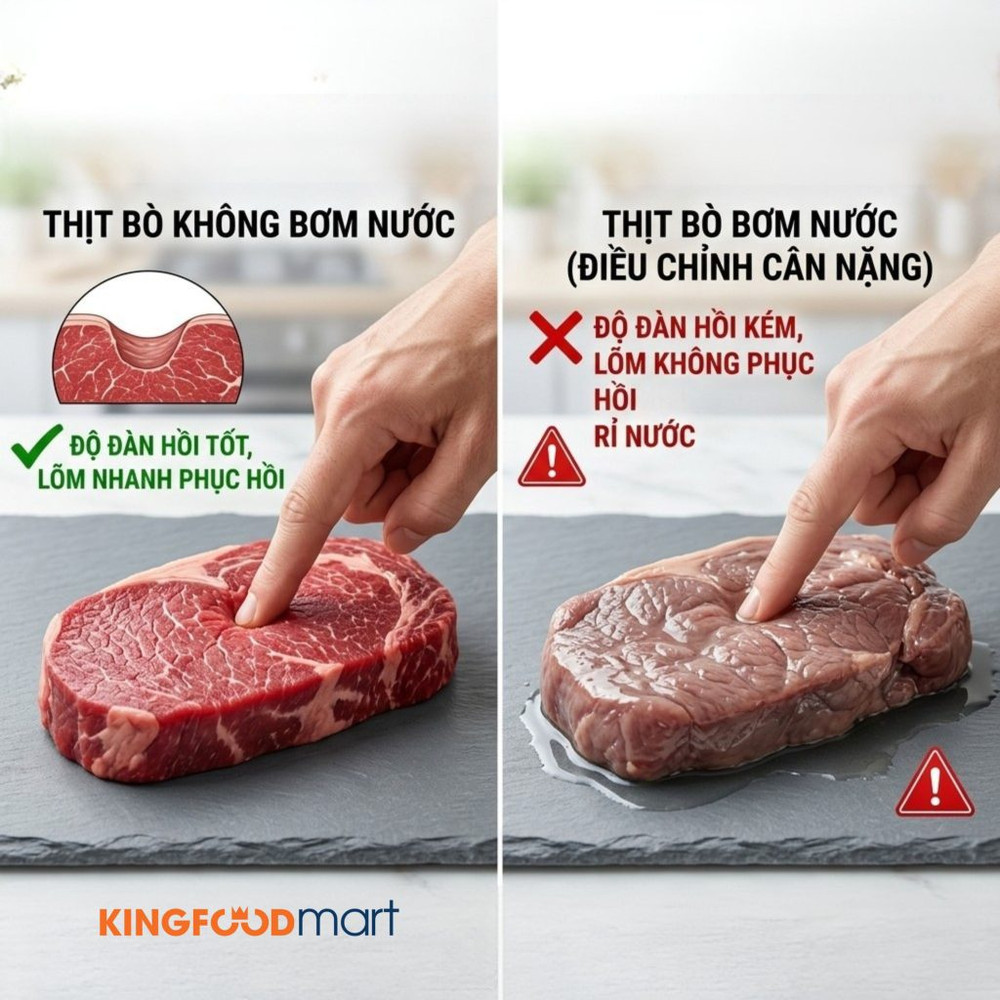 Nhận biết thịt bò có bị bơm nước hay không thông qua độ đàn hồi