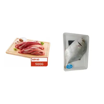 Combo Bắp bò 600g + Cá chim trắng làm sạch 450g