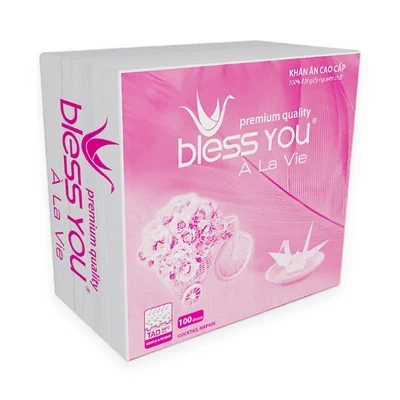Khăn ăn À La Vie Bless You 1 lớp 33x33 gói 100 tờ