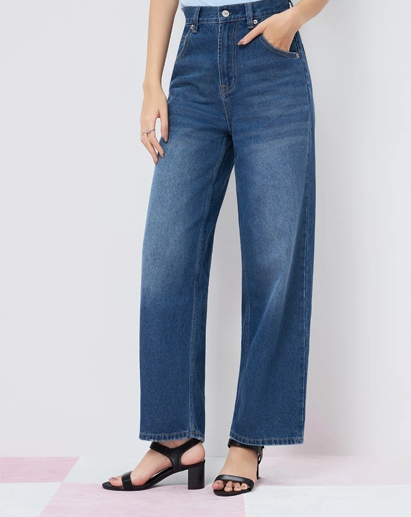 Quần jeans form barrel lưng vừa - Image 3