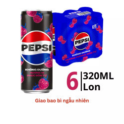 Lốc nước ngọt Zero Calo vị phúc bồn tử Pepsi lon 320ml (6 Lon)