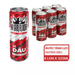 Lốc nước tăng lực hương dâu Warrior 325ml (6 Lon)