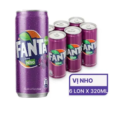 Lốc 6 lon nước ngọt Fanta vị nho 320ml