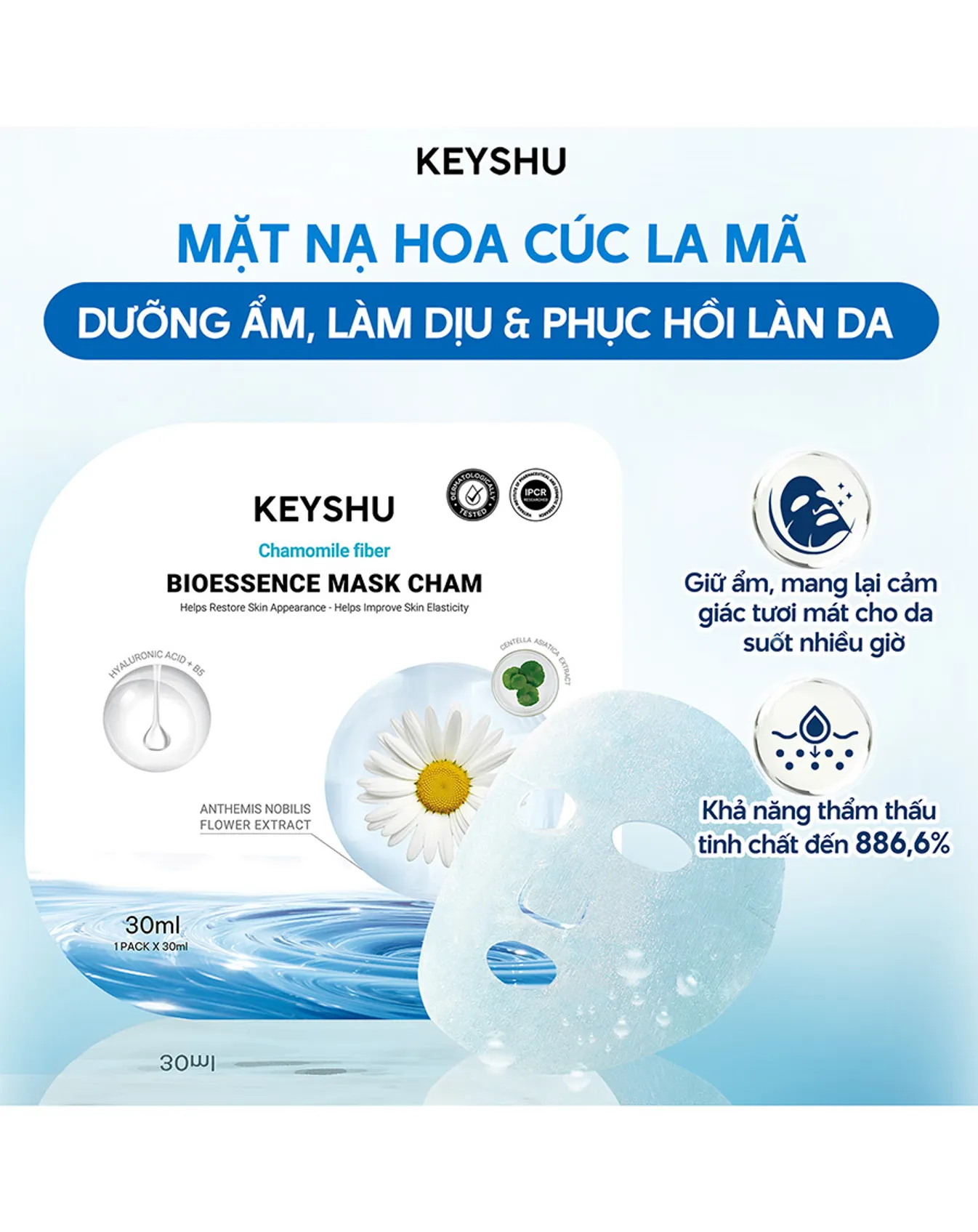 Mặt Nạ Keyshu Cúc La Mã Bioessence Mask Cham Chamomile Fiber 30ml - Image 1
