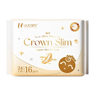 Băng vệ sinh kháng khuẩn Crown Slim 24cm UUcare gói 16 miếng