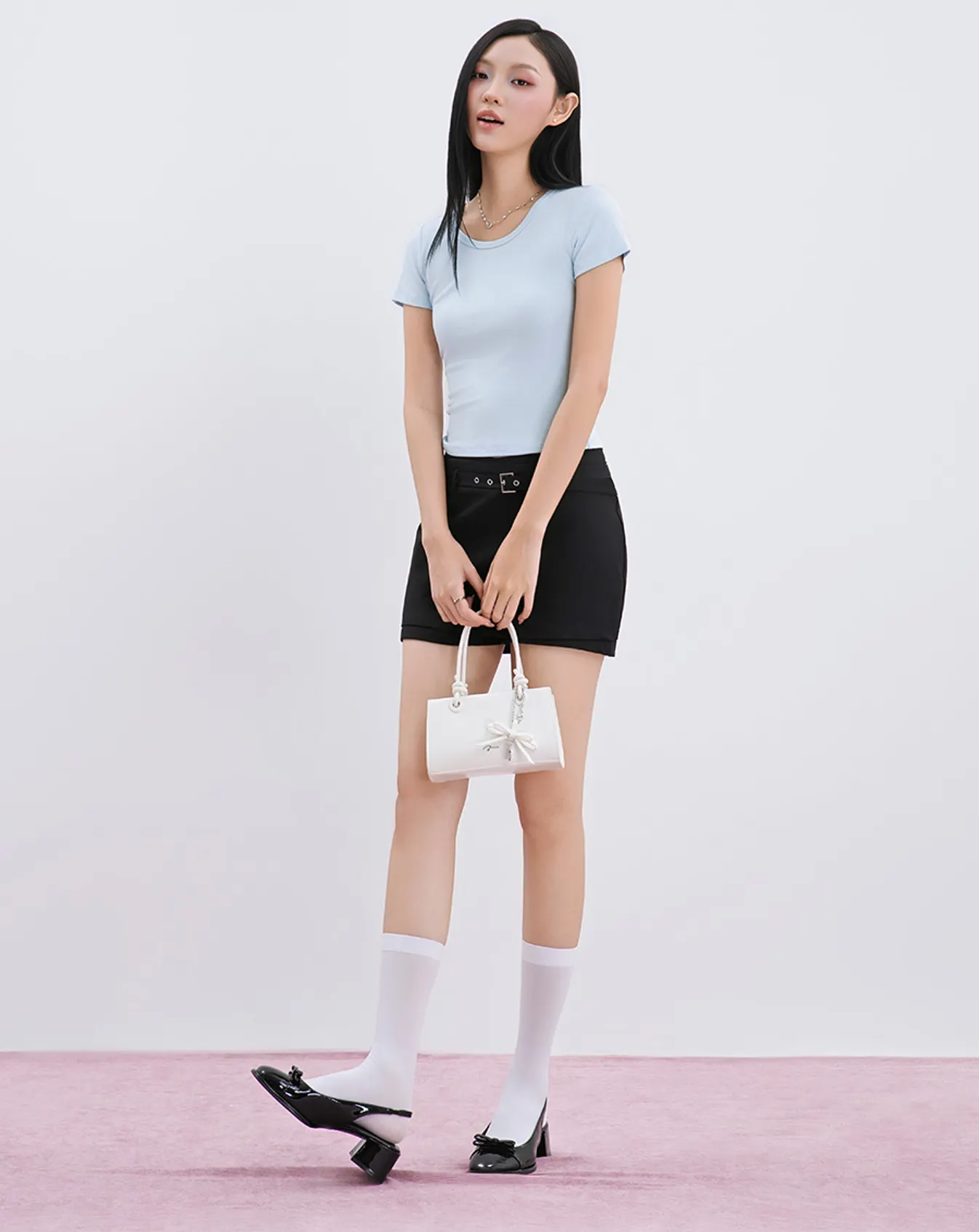 Giày Cao Gót Slingback Mũi Tròn Phối Nơ Pu - Image 2