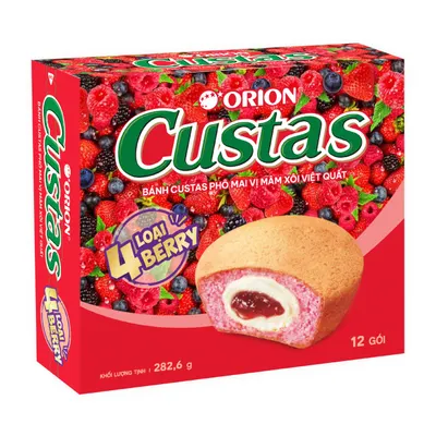Bánh Custas phô mai vị mâm xôi việt quất Orion hộp 282.6g