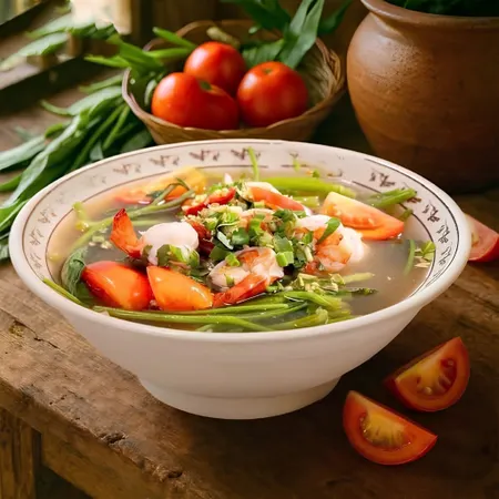 Cách nấu canh rau muống cà chua dân dã