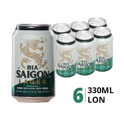 Lốc 6 lon bia Saigon Lager 4.3% 330ml