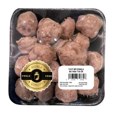 Bò viên tỏi ớt Fohla khay 150g