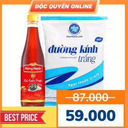Combo Chai nước mắm cá cơm Hồng Hạnh 900ml & Túi đường kính trắng Toàn Phát 1kg