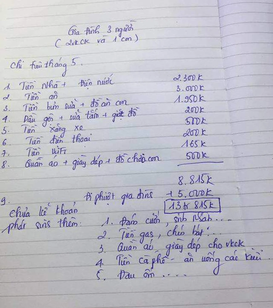 Từng kêu than gia đình 3 người chi hết 13 triệu/tháng, mẹ bỉm sữa này được dân mạng an ủi "đó là bình thường". (Nguồn: Internet)