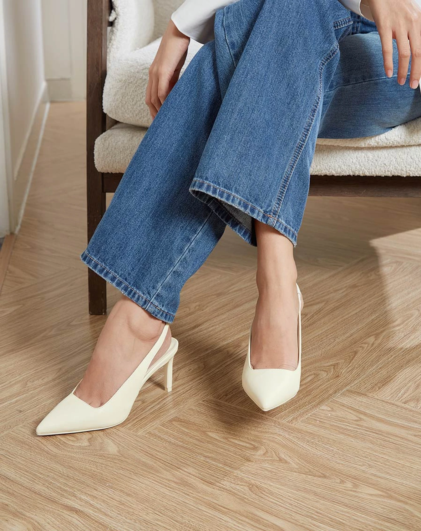 Giày Cao Gót Cao Gót Slingback Mũi Nhọn Gót Thanh - Image 2