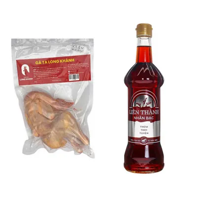 Combo Gà ta Long Khánh LK gói 1-1.2kg (1 Gói) + Nước mắm Liên Thành nhãn bạc 30N chai 500ml