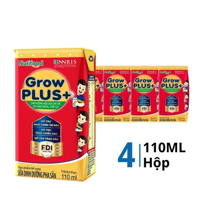 Lốc 4 hộp sữa bột pha sẵn suy dinh dưỡng GrowPlus+ 110ml