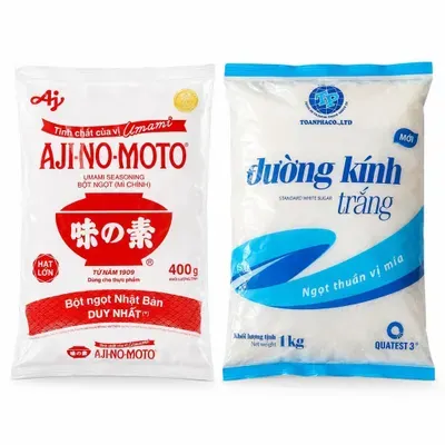 Combo Bột ngọt Ajinomoto gói 400g + Đường kính trắng Toàn Phát túi 1kg