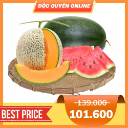 Combo dưa hấu ruột đỏ 2.5KG + dưa lưới vỏ xanh ruột cam 1.6KG (1 Combo)