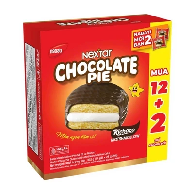 Bánh bông lan Nextar Chocolate Pie Nabati hộp 392g